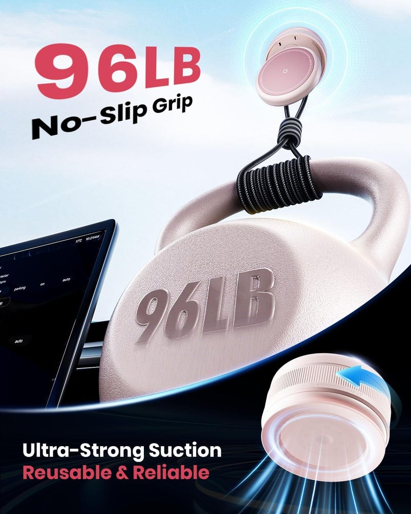 MiiKARE Upgraded 360° Vacuum Magnetic Car Phone Holder for Magsafe [96+LBS Strongest Suction & 2800gf Strongest Magnetic], Adjustable Car Phone Mount for Your Car/Gym/Mirror for iPhone & Android, Light Pink - Image 3
